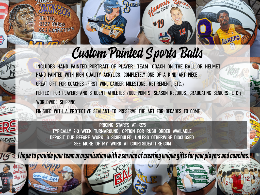 Custom hand painted portrait balls and helmets