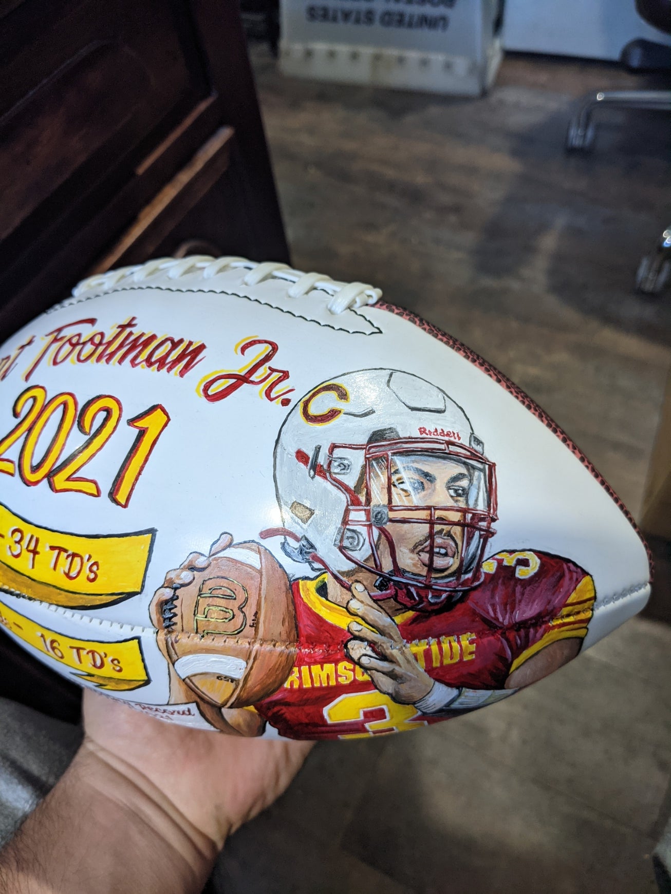 Custom hand painted portrait balls and helmets