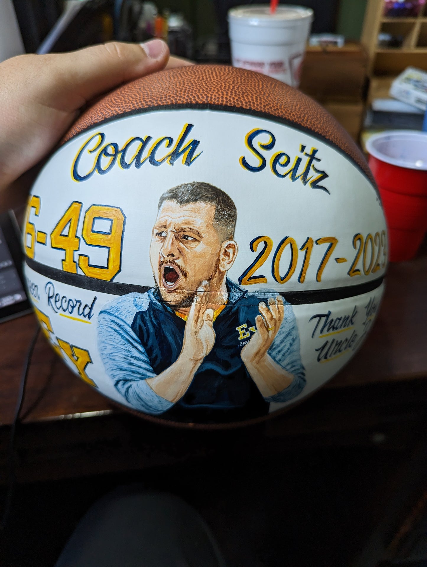 Custom hand painted portrait balls and helmets